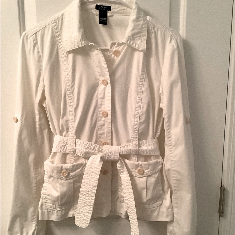 Pre-loved J Crew versatile belted white jacket